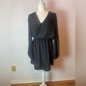 Lavender brown 100% silk black dress size M with NWT